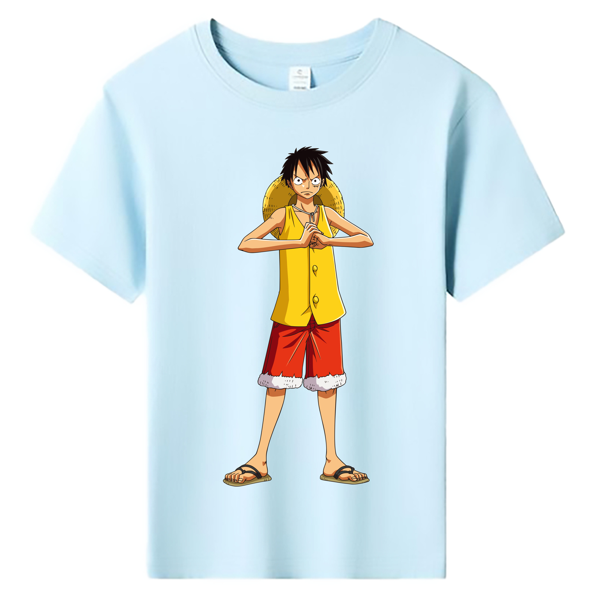ワンピース モンキー・D・ルフィ ONE PIECE Monkey D. Luffy 綿100％キッズTシャツ（フロントプリント）